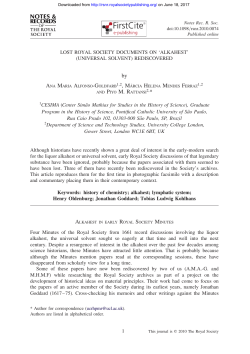 LOST ROYAL SOCIETY DOCUMENTS ON `ALKAHEST`