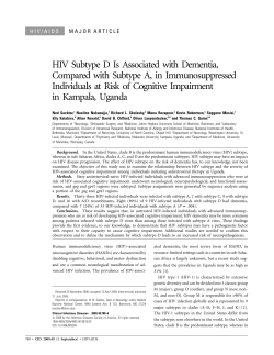 HIV Subtype D Is Associated with Dementia, Compared with