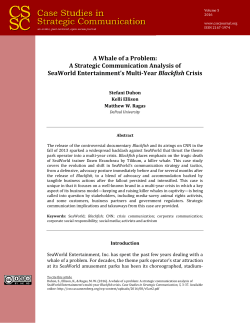 A Whale of a Problem - Case Studies in Strategic Communication