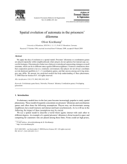 Spatial evolution of automata in the prisoners` dilemma