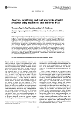 Analysis, monitoring and fault diagnosis of batch