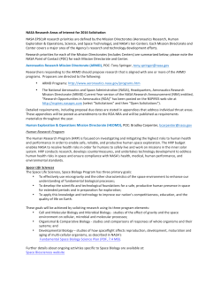 NASA Research Areas of Interest for 2016 Solicitation