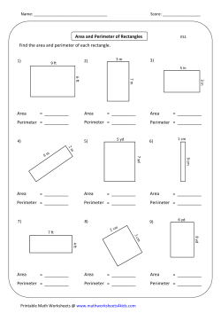 = ______ = ______ Area Perimeter Find the area and perimeter of