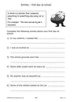 Similes &ndash; first day at school