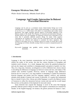 Language And Gender Interaction In Bakossi Proverbial Discourse