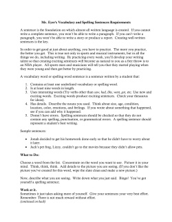 Spelling and Vocabulary Sentence Guidelines