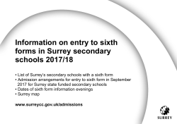 Information on entry to sixth forms in Surrey secondary schools 2017