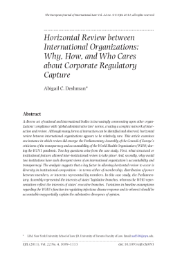 Horizontal Review between International Organizations: Why, How
