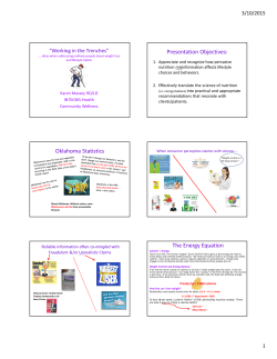 Presentation Objectives: Oklahoma Statistics The Energy Equation