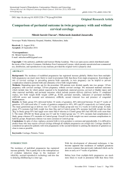 Comparison of perinatal outcome in twin pregnancy with and without