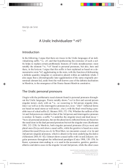 A Uralic Individualizer *-nV? - Suomalais