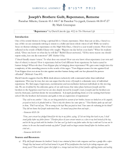 Joseph`s Brothers: Guilt, Repentance, Remorse