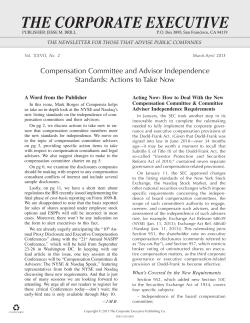 Compensation Committee and Advisor Independence Standards