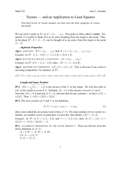 Vectors and Least Squares