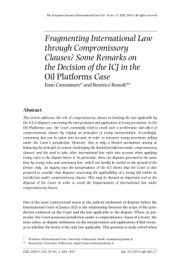 Fragmenting International Law through Compromissory Clauses