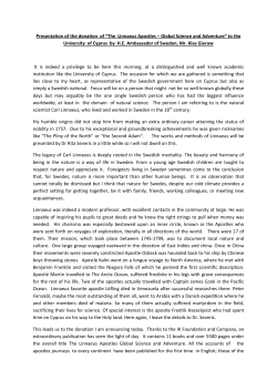 Presentation of the donation of &ldquo;The Linnaeus Apostles &ndash; Global