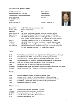 curriculum vitae, William F. Martin Institutional address