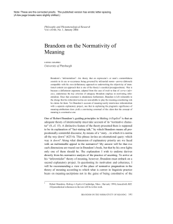 Brandom on the Normativity of Meaning