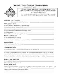 Pickens County Museum History Mystery