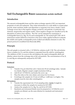 Soil Exchangeable Bases (ammonium acetate method) Introduction