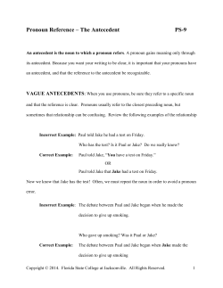 PS-9 Pronoun Reference - The Antecedent