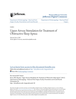 Upper Airway Stimulation for Treatment of Obstructive Sleep Apnea