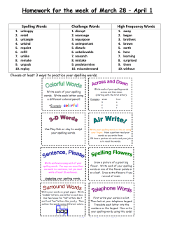 Homework for the week of March 28 &ndash; April 1