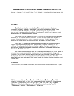 INTEGRATING SUSTAINABILITY AND LEAN CONSTRUCTION