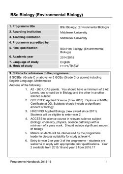 BSc Biology (Environmental Biology)