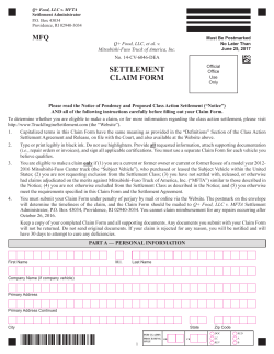 Claim Form - Q+ Food v. Mitsubishi