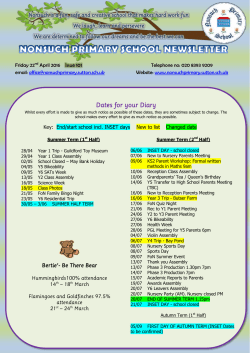Dates for your Diary - Nonsuch Primary School
