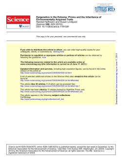 Epigenetics in the extreme - Lindquist Lab