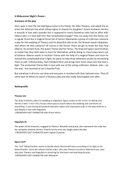 A Midsummer Night`s Dream – Summary of the play Once upon a