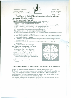 Final Exam. In Optical Mineralogy and rock forming minerals Answer