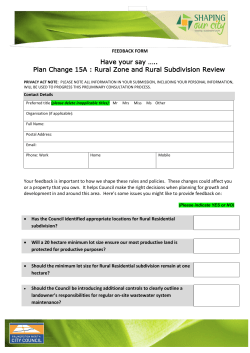 Plan Change 15A : Rural Zone and Rural Subdivision Review