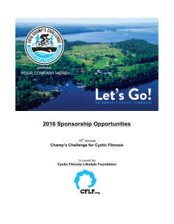2016 Sponsorship Opportunities - Cystic Fibrosis Lifestyle Foundation