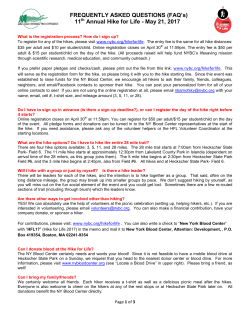 FREQUENTLY ASKED QUESTIONS (FAQ`s) 11 Annual Hike for Life
