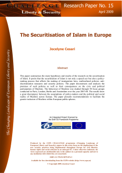 The Securitisation of Islam in Europe - Euro