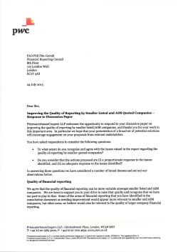 Improving the Quality of Reporting by Smaller Listed and AIM