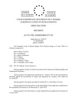 Decision re admissibility - HUDOC