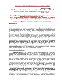 GODDESS BHADRAKALI WORSHIP AND ABODE IN KASHMIR