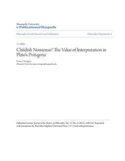 Childish Nonsense? The Value of Interpretation in Plato`s Protagoras