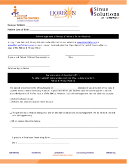 Acknowledgement of Receipt of Notice of Privacy Practices