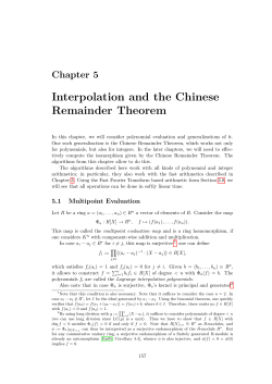Chapter 5: Interpolation and the Chinese Remainder Theorem
