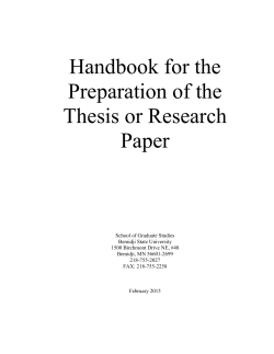 Handbook for the Preparation of the Thesis or Research Paper