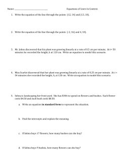 Equations of Lines In Context. 1. Write the equation of the
