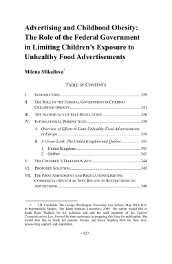 Advertising and Childhood Obesity: The Role of the Federal