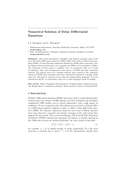 Numerical Solution of Delay Differential Equations