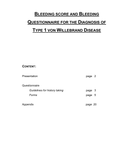 Bleeding Score and Questionnaire for Type 1 Von Willebrand