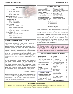 This Week at Saint Clare CHURCH OF SAINT